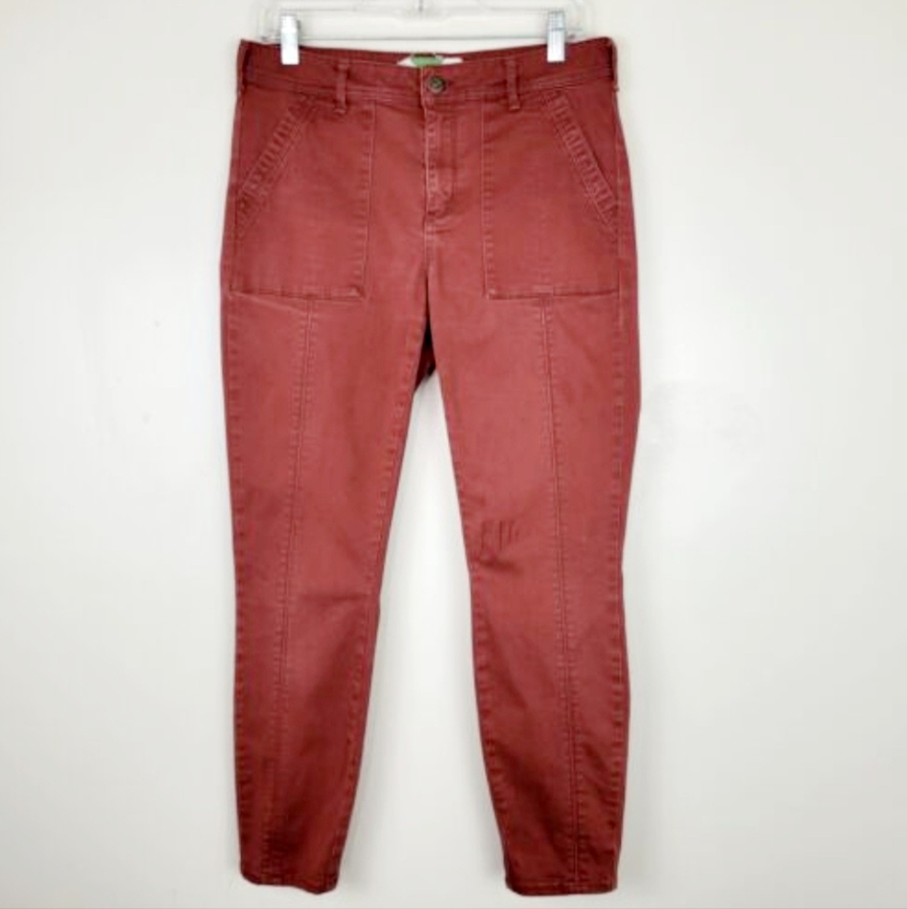 Ladies Anthropologie Burnt Orange Slim Straight Utility Style Leg Pants Size 28